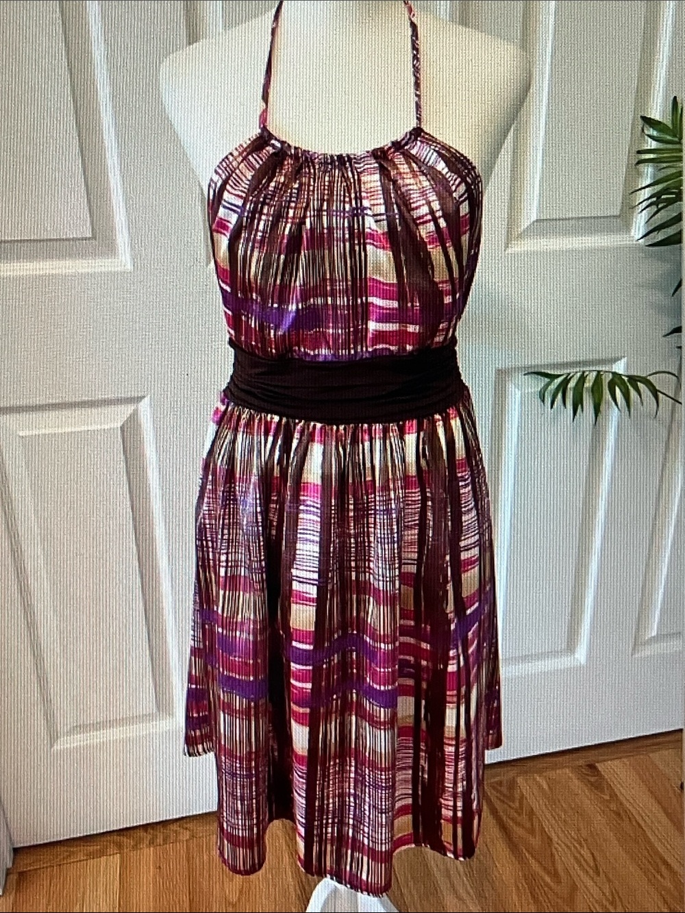 City Studio Pink, Purple and Brown Halter Sundress